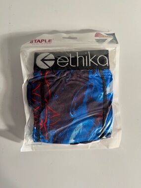 ethika White Boxer Briefs with Red Graphic